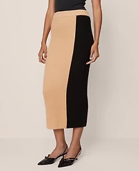 Ann Taylor Colorblock Ribbed Pencil Skirt Camel Multi Women's