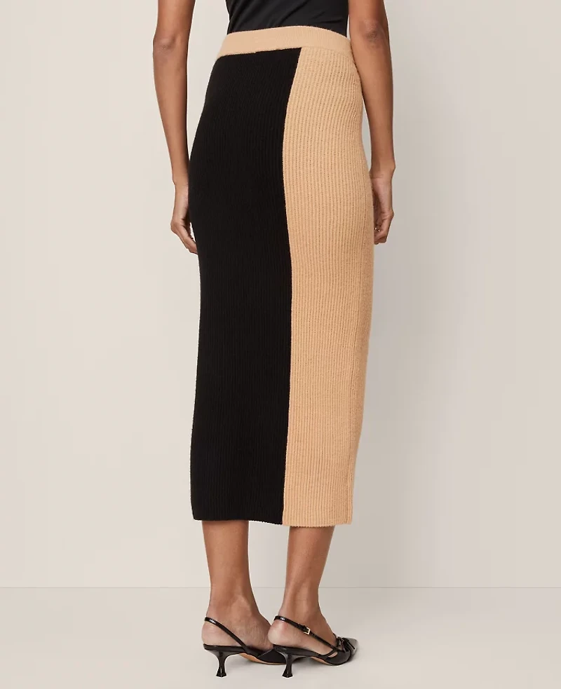 Ann Taylor Colorblock Ribbed Pencil Skirt Camel Multi Women's