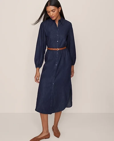 Ann Taylor Column Midi Dress Dark Chambray Women's