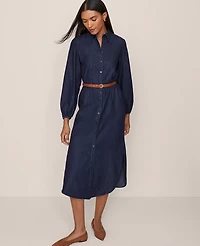 Ann Taylor Column Midi Dress Dark Chambray Women's