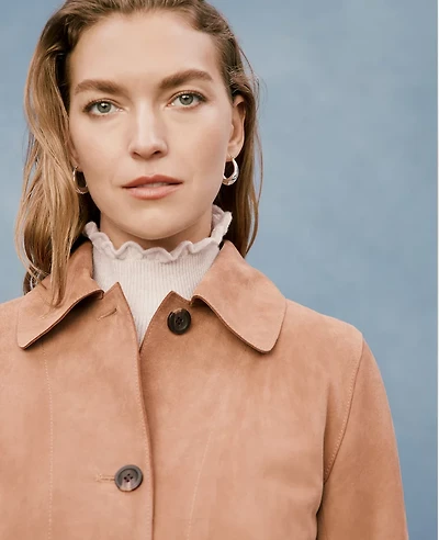 Ann Taylor Suede Collared Jacket Toasty Camel Women's