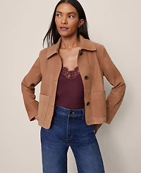 Ann Taylor Suede Collared Jacket Toasty Camel Women's