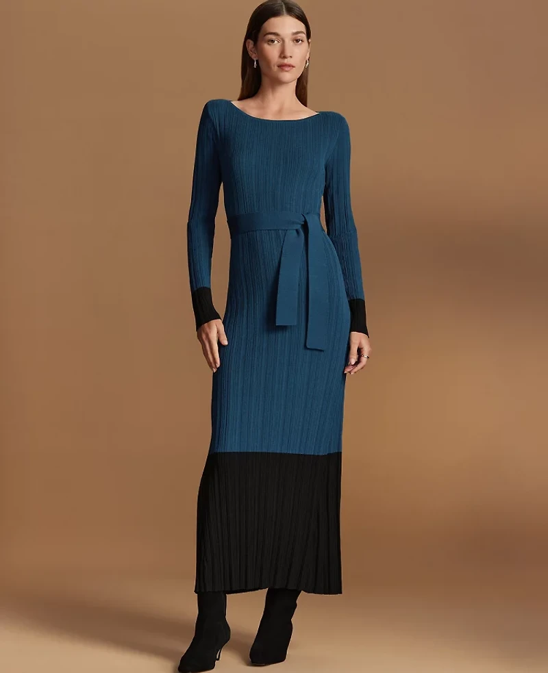 Ann Taylor Color Block Ribbed Sweater Dress Women's