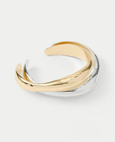 Ann Taylor Wavy Mixed Metal Cuff Bracelet Goldtone Women's