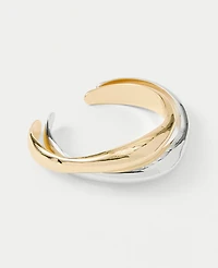 Ann Taylor Wavy Mixed Metal Cuff Bracelet Goldtone Women's
