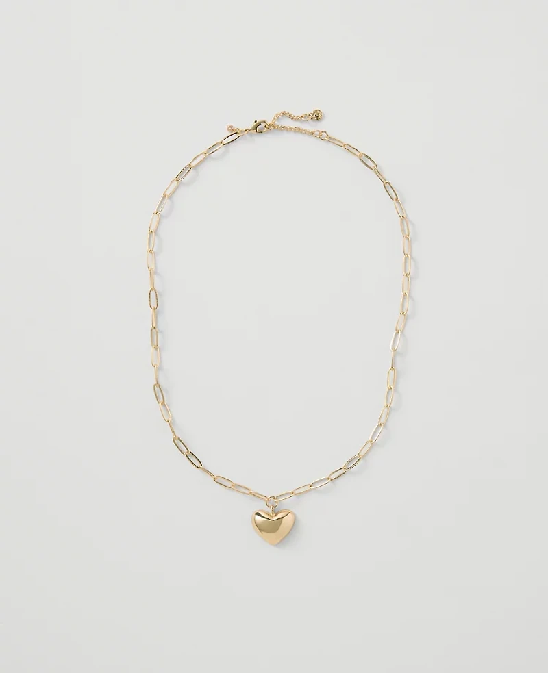 Ann Taylor Metal Heart Pendant Necklace Women's
