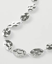Ann Taylor Textured Metal Disc Necklace Silvertone Women's