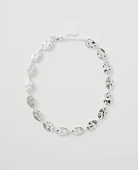 Ann Taylor Textured Metal Disc Necklace Silvertone Women's