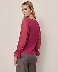 Ann Taylor Petite Chiffon Sleeve Boatneck Top Women's