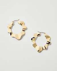 Ann Taylor Wavy Metal Hoop Earrings Goldtone Women's