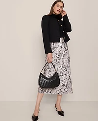 Ann Taylor Petite Snake Print Satin Bias Slip Skirt Winter White Women's