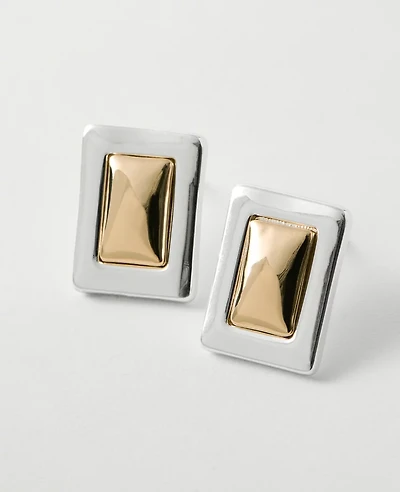 Ann Taylor Mixed Metal Rectangle Stud Earrings Goldtone Women's