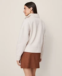 Ann Taylor Weekend Collection Half-Zip Sweatshirt Granola Heather Women's