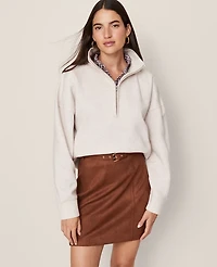 Ann Taylor Weekend Collection Half-Zip Sweatshirt Granola Heather Women's