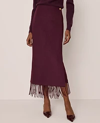 Ann Taylor Fringe Midi Wrap Skirt Poised Plum Women's