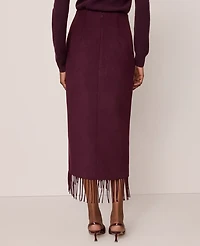 Ann Taylor Fringe Midi Wrap Skirt Poised Plum Women's
