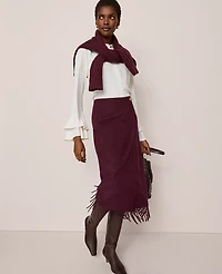 Ann Taylor Fringe Midi Wrap Skirt Poised Plum Women's