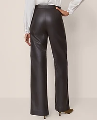 Ann Taylor The Straight Pant Leather Dark Brown Women's