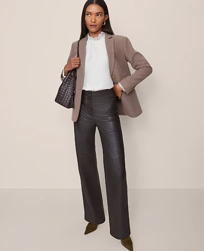 Ann Taylor The Straight Pant Leather Dark Brown Women's