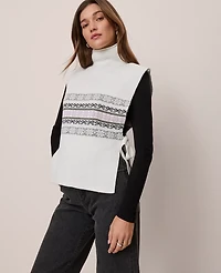 Ann Taylor Fair Isle Dickie Sweater Vest Winter White Women's