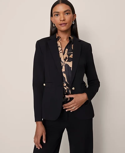 Ann Taylor The Petite Notched One-Button Blazer Ponte Women's