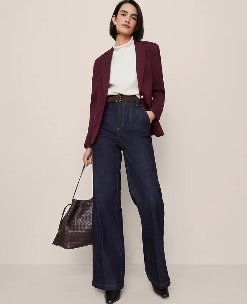 Ann Taylor The Petite Notched One-Button Blazer Ponte Women's