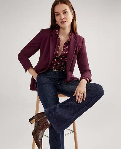 Ann Taylor The Petite Notched One-Button Blazer Ponte Women's