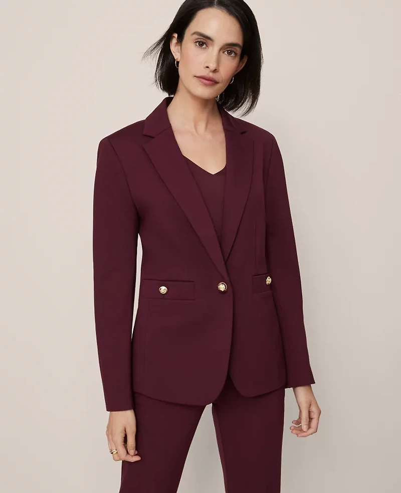 Ann Taylor The Petite Notched One-Button Blazer Ponte Women's