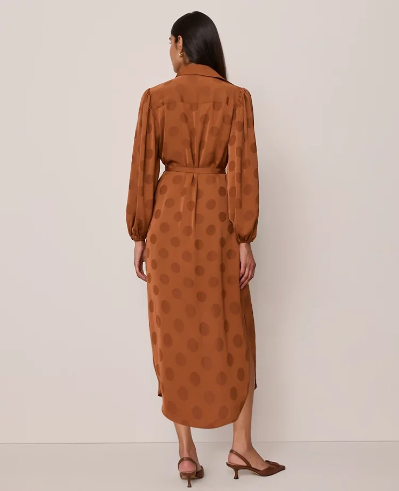 Ann Taylor Belted Midi Shirtdress Spiced Cider Women's