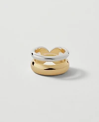 Ann Taylor Mixed Metal Double Ring Goldtone Women's