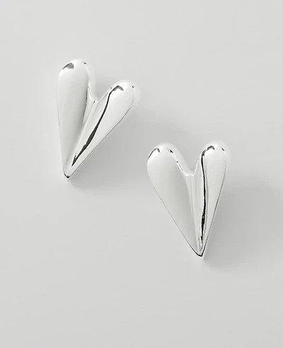 Ann Taylor Metal Heart Earrings Silvertone Women's