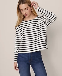 Ann Taylor Weekend Collection Striped Crew Neck Top Ww - Black Women's