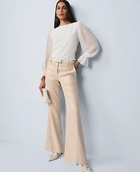 Ann Taylor Mixed Media Pleated Sleeve Top Women's