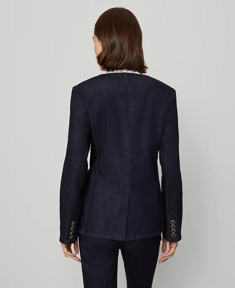 Ann Taylor Petite Denim Split Hem Jacket Classic Rinse Wash Women's