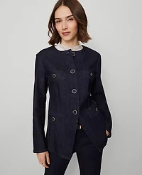Ann Taylor Petite Denim Split Hem Jacket Classic Rinse Wash Women's