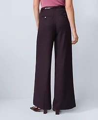 Ann Taylor Studio Collection Belted Pleated Wide-Leg Pant Plaid Red/Blue Women's