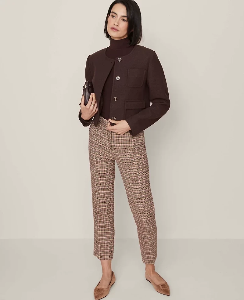 Ann Taylor The Petite Eva Ankle Pant Houndstooth Stallion Brown Women's