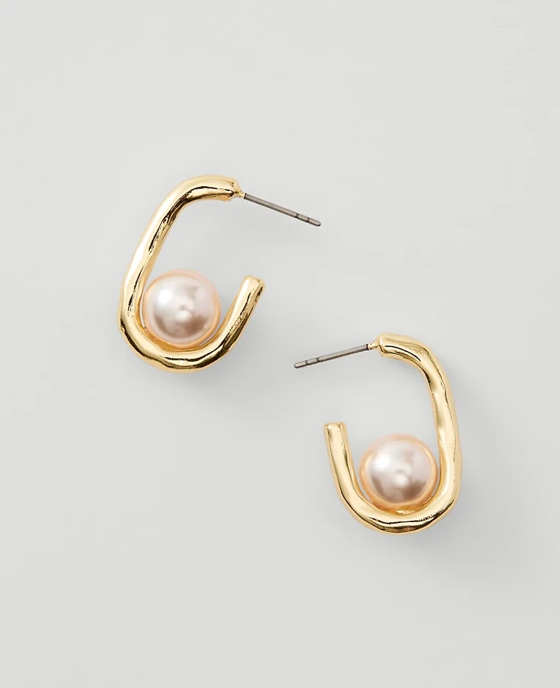 Ann Taylor Pearlized Drop Earrings Goldtone Women's