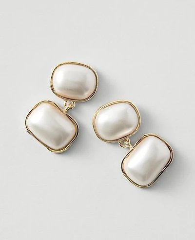 Ann Taylor Double Pearlized Drop Earrings Ivory Women's