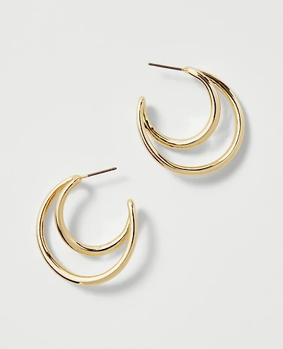 Ann Taylor Double Hoop Earrings Goldtone Women's