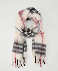 Ann Taylor Weekend Collection Plaid Fringe Scarf Black Women's