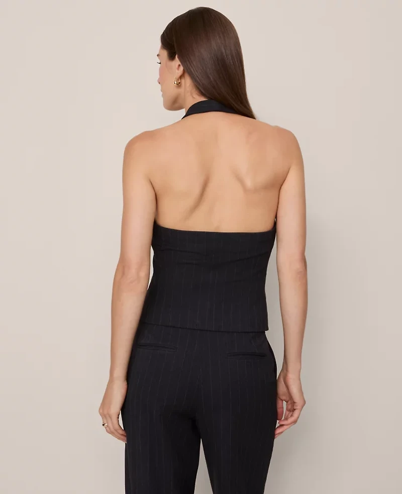 Ann Taylor The Halter Vest Pinstripe Bi-Stretch Navy/White Women's