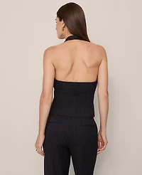 Ann Taylor The Halter Vest Pinstripe Bi-Stretch Navy/White Women's