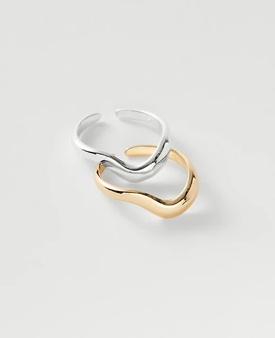 Ann Taylor Mixed Metal Ring Set Goldtone Women's