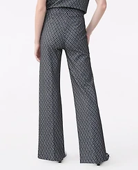 Ann Taylor The Side Zip Wide-Leg Pant Plaid Black Women's