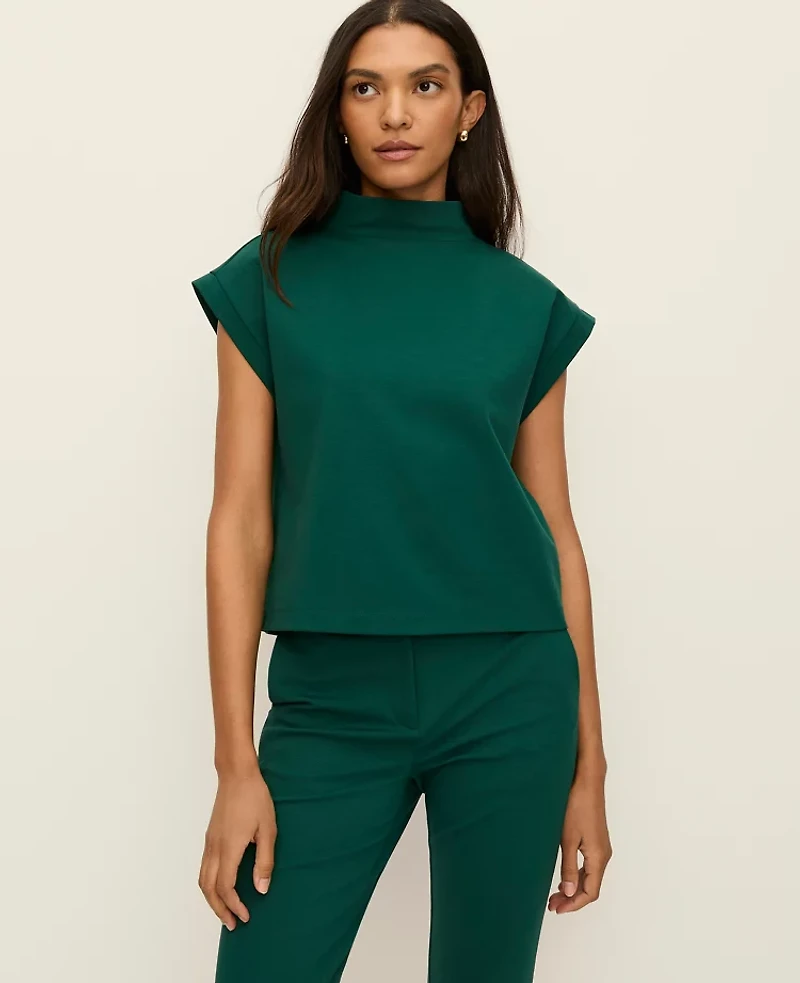 Ann Taylor Mock Neck Knit Shell Top Shade Tree Women's