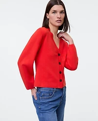 Ann Taylor V-Neck Cardigan Fiery Sunset Women's