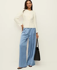 Ann Taylor The Pleated Satin Wide-Leg Pant Muted Sky Women's