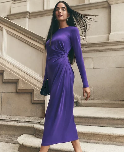 Ann Taylor Crew Neck Twist Sheath Dress Wild Purple Women's