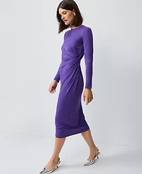 Ann Taylor Crew Neck Twist Sheath Dress Wild Purple Women's